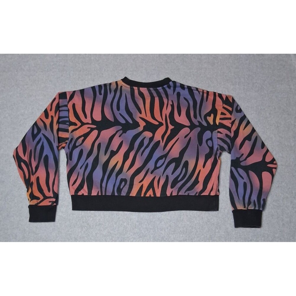 Adidas Originals Cropped Sweatshirt Womens Medium Rainbow Tiger Print Athleisure - Picture 13 of 13